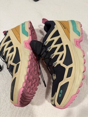 Salomon Trail Running Shoes — Black, Cream, Pink & Teal